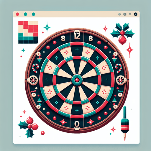 Cartoon flat dart board. Christmas designed. Single Game Texture. In-Game asset. 2d. Blank background. High contrast. No shadows.