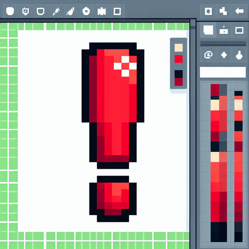 pixel art of red exclamation mark.