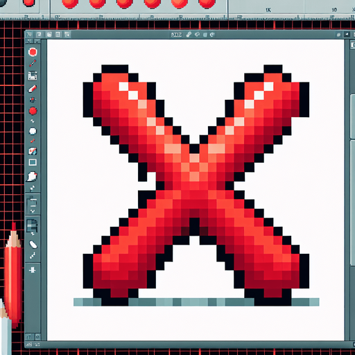 pixel art of red x made from semi-circles.