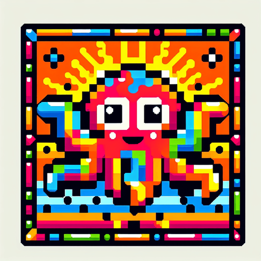 cartoon. 8-bit. octopus. colorful..
Single Game Texture. In-Game asset. 2d. Blank background. High contrast. No shadows.