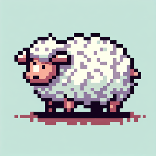 A 2D pixel sheep.
Single Game Texture. In-Game asset. 2d. Blank background. High contrast. No shadows.