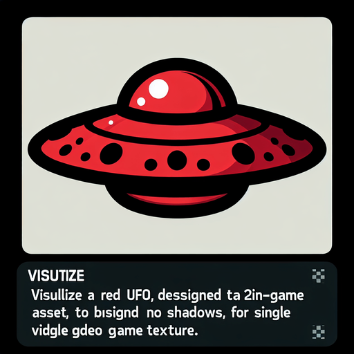 Red ufo.
Single Game Texture. In-Game asset. 2d. Blank background. High contrast. No shadows.