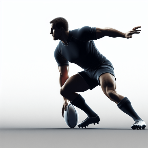 Joueur de rugby qui sont les adversaires tout seule qui s’apprête à plaquer.
Single Game Texture. In-Game asset. 2d. Blank background. High contrast. No shadows.