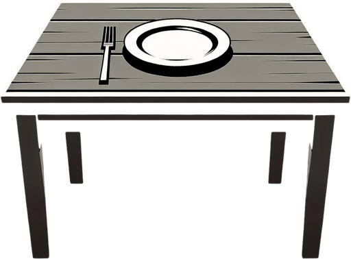 a dark wooden kitchen table with a serving plate..
Single Game Texture. In-Game asset. 2d. Blank background. High contrast. No shadows.