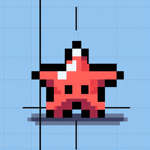 8-bit. cartoon. starfish.
Single Game Texture. In-Game asset. 2d. Blank background. High contrast. No shadows.