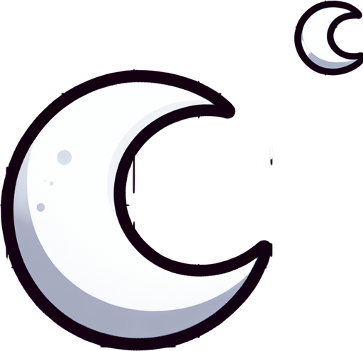 Cartoon, white crescent moon. white. no dots..
Single Game Texture. In-Game asset. 2d. Blank background. High contrast. No shadows.