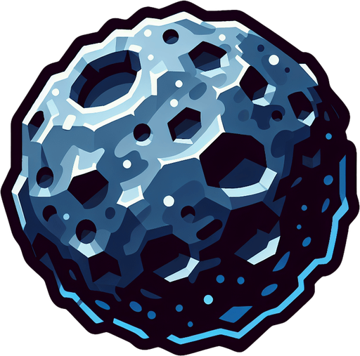 meteorite.
Single Game Texture. In-Game asset. 2d. Blank background. High contrast. No shadows.