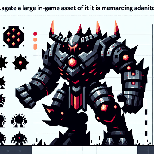 Big version of enemy and only dies after shot four times rest of features are from original enemies.
Single Game Texture. In-Game asset. 2d. Blank background. High contrast. No shadows.