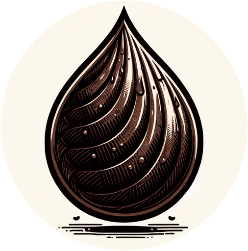 Coffee droplet..
Single Game Texture. In-Game asset. 2d. Blank background. High contrast. Shadows at the bottom.