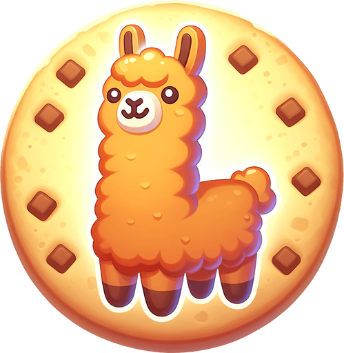 a llama-shaped cookie.
Single Game Texture. In-Game asset. 2d. Blank background. High contrast. No shadows.