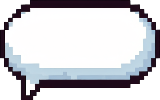 pixel art of a large white, empty, rectangular, speech bubble.
Single Game Texture. In-Game asset. 2d. Blank background. High contrast. No shadows.