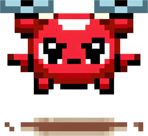 cute red enemy flying drone. angry eyes. pixelated. 8 bit..
Single Game Texture. In-Game asset. 2d. Blank background. High contrast. No shadows.