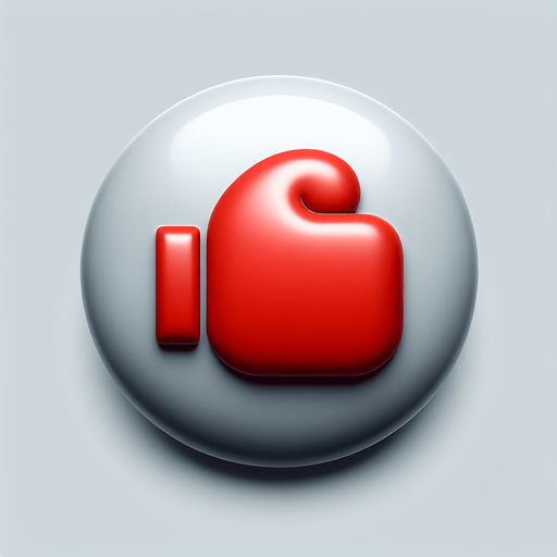 basic light gray convex round button with a red boxing glove icon.
UI