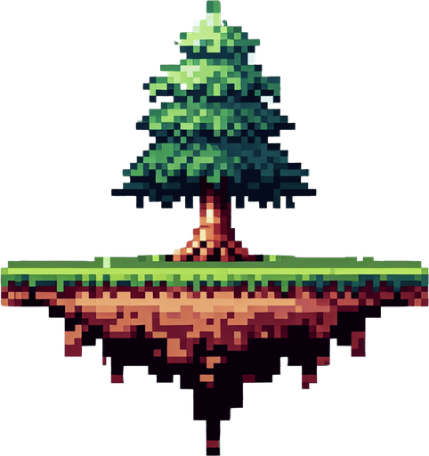 A 2D pixel of a tree asset transparent.
Single Game Texture. In-Game asset. 2d. Blank background. High contrast. No shadows.