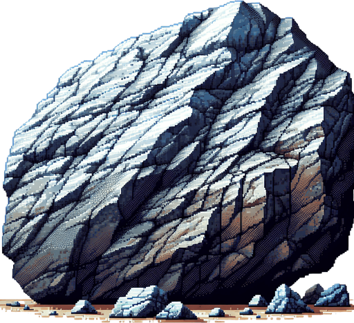 pixel art of a large rock.