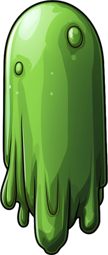 Single enemy slime bullet, seen from above facing upwards. 
Single Game Texture. In-Game asset. 2d. Pixelart. White background. Blank background. Low detail. High contrast.