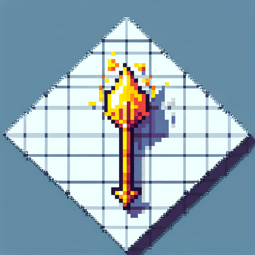 a yellow fire arrow, pointing up. top down view. pixelart. vertical. Single Game Texture. In-Game asset. 2d. Blank background. High contrast. No shadows.