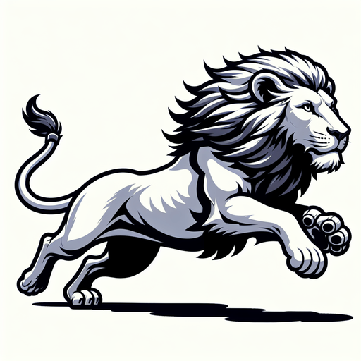 running lion, facing left, no background.
Single Game Texture. In-Game asset. 2d. Blank background. High contrast. No shadows.