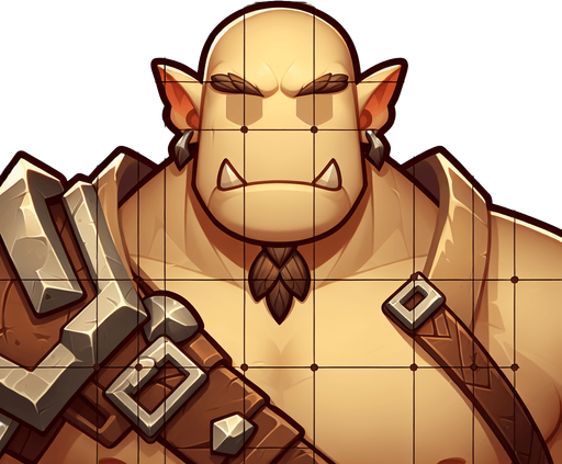 méchant orc beige..
Single Game Texture. In-Game asset. 2d. Blank background. High contrast. No shadows.