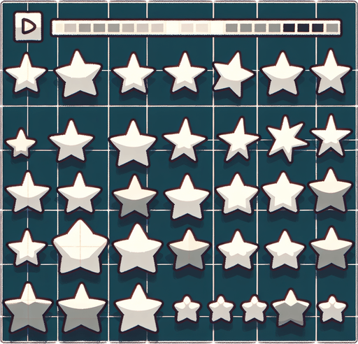 Simple stars sprite sheet..
Single Game Texture. In-Game asset. 2d. Blank background. High contrast. No shadows.