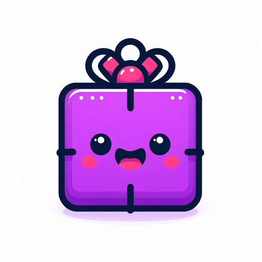 Perfectly square bright purple Christmas decoration with cute happyy face. Cartoon style. Cute art style. Simple vector style.