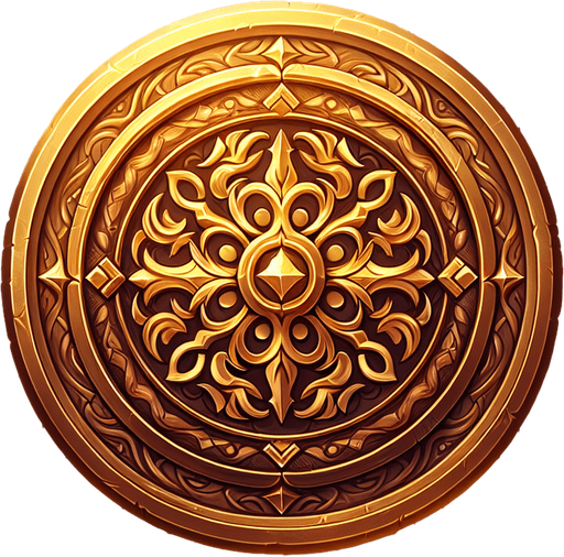 gold coin.
Single Game Texture. In-Game asset. 2d. Blank background. High contrast. No shadows.