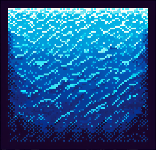 blue ocean seen directly from above. pixelated 8-bit.
Single Game Texture. In-Game asset. 2d. Blank background. High contrast. No shadows.