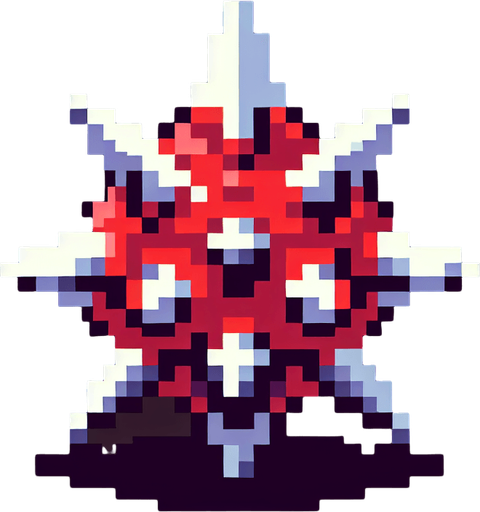 8-bit pixelated spike.
Single Game Texture. In-Game asset. 2d. Blank background. High contrast. No shadows.