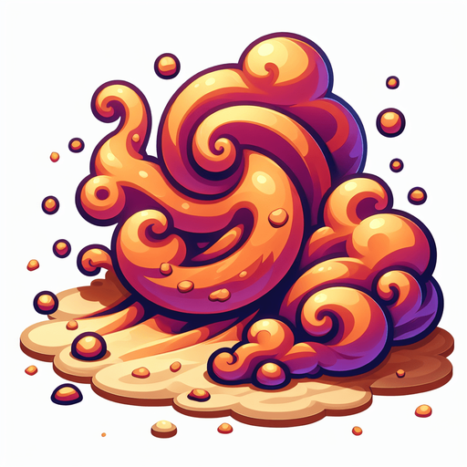 create a cartoon-style illustration of a sand cloud.
Single Game Texture. In-Game asset. 2d. Blank background. High contrast. No shadows.