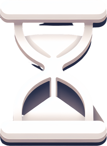 Hourglass icon white.
Single Game Texture. In-Game asset. 2d. Blank background. High contrast. No shadows.