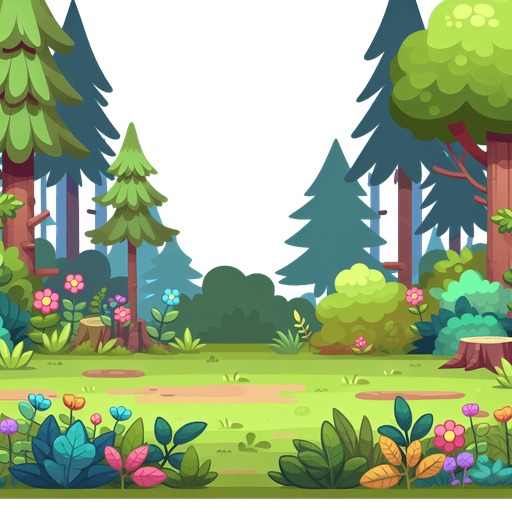 Cartoonic Forest, perfect for arcade..
Single Game Texture. In-Game asset. 2d. Blank background. High contrast. No shadows.