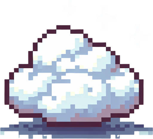 pixelart. A beautiful small puffy white cloud..
Single Game Texture. In-Game asset. 2d. Blank background. High contrast. No shadows.