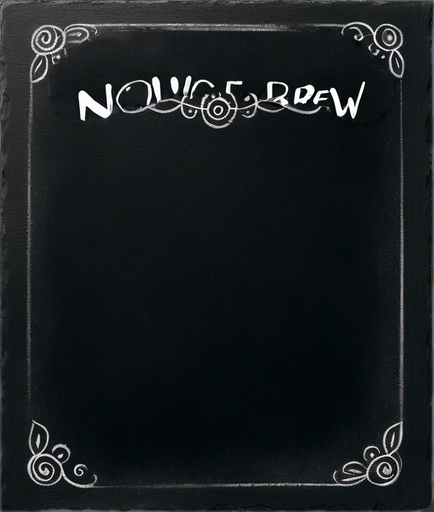 Text "NOVICE BREW" in chalk, handwritten