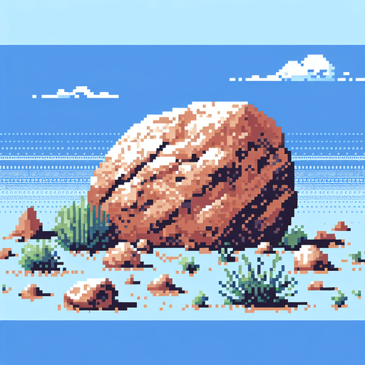 pixel art of a large rock.