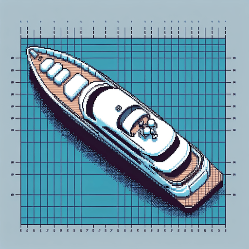 yacht seen from above. pixelated 8-bit.
Single Game Texture. In-Game asset. 2d. Blank background. High contrast. No shadows.