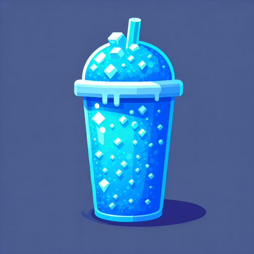 Blue Slushee.
Single Game Texture. In-Game asset. 2d. Blank background. High contrast. No shadows.