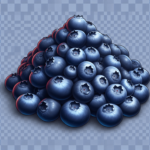 A small pile of delicious blueberries.
Single Game Texture. In-Game asset. 2d. Blank background. High contrast. No shadows.