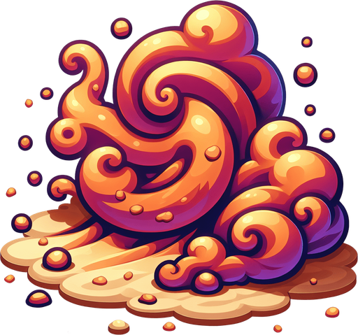 create a cartoon-style illustration of a sand cloud.
Single Game Texture. In-Game asset. 2d. Blank background. High contrast. No shadows.