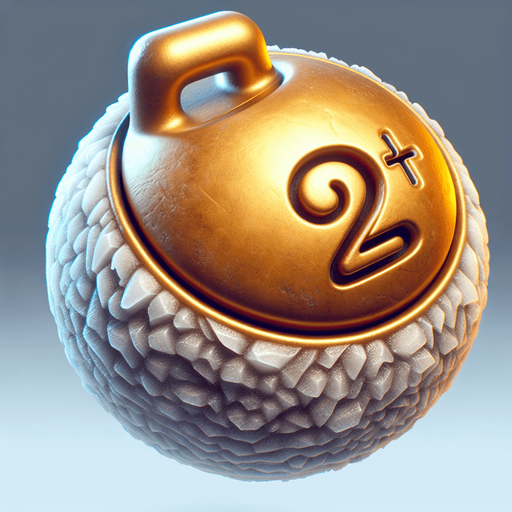 round frozen golden curling ball seen from above. text (+2) inscribed on it. sylized..
Single Game Texture. In-Game asset. 2d. Blank background. High contrast. No shadows.