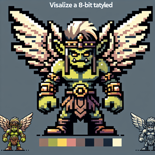 8-bit. cartoon. winged goblin..
Single Game Texture. In-Game asset. 2d. Blank background. High contrast. No shadows.