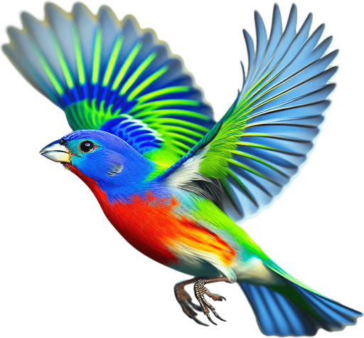 flying Painted Bunting.