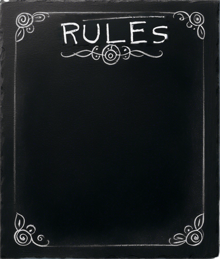 "RULES" handwritten in chalk