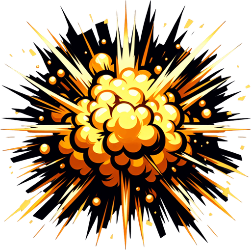 explosion frame.
Single Game Texture. In-Game asset. 2d. Blank background. High contrast. No shadows.