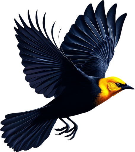 flying Yellow-headed Blackbird.