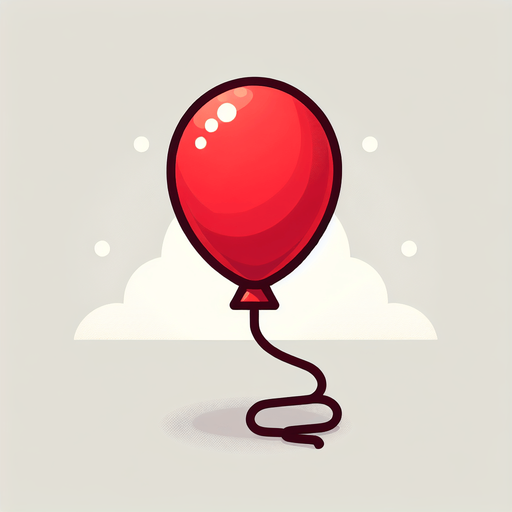 a simple red balloon on a string.
Single Game Texture. In-Game asset. 2d. Blank background. High contrast. No shadows.