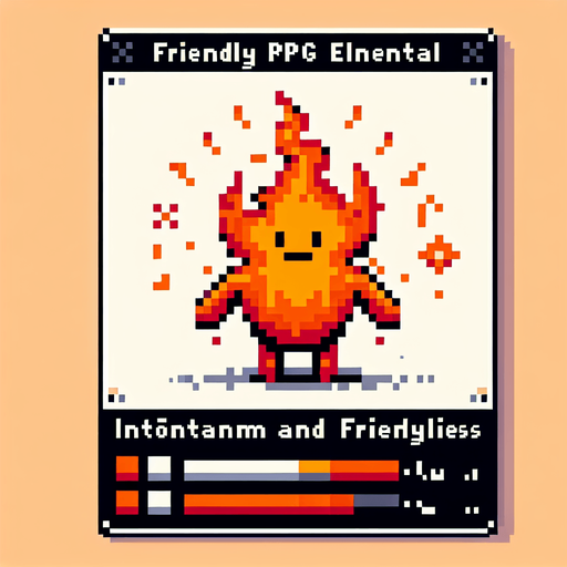 a friendly fire elemental, I want the art style to reflect a classic 16-bit retro pixel art aesthetic, reminiscent of early 1990s RPGs.
Single Game Texture. In-Game asset. 2d. Blank background. High contrast. No shadows.