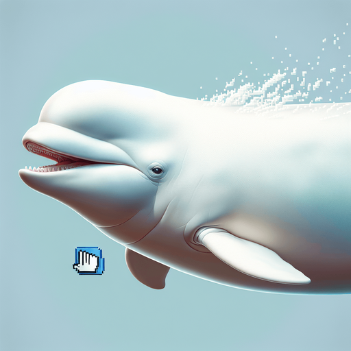 beluga swimming mouth open.
2024 game style. Photorealistic. Entire lateral profile view, perfectly horizontal.