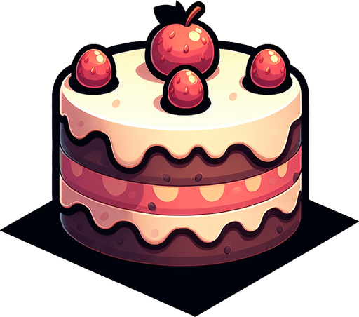 Cake.
Single Game Texture. In-Game asset. 2d. Blank background. High contrast. No shadows.