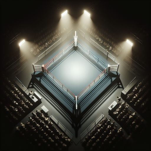 zoomed Zenith view of a boxing ring.