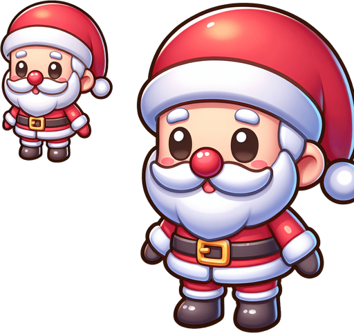 a cute santa clauss. plastic style. Single Game Texture. In-Game asset. 2d. Blank background. High contrast. No shadows.